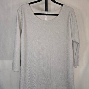 Sparkling Silver Quarter length Sleeve Blouse PLUS